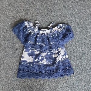 Blue And White Off-Shoulder Top